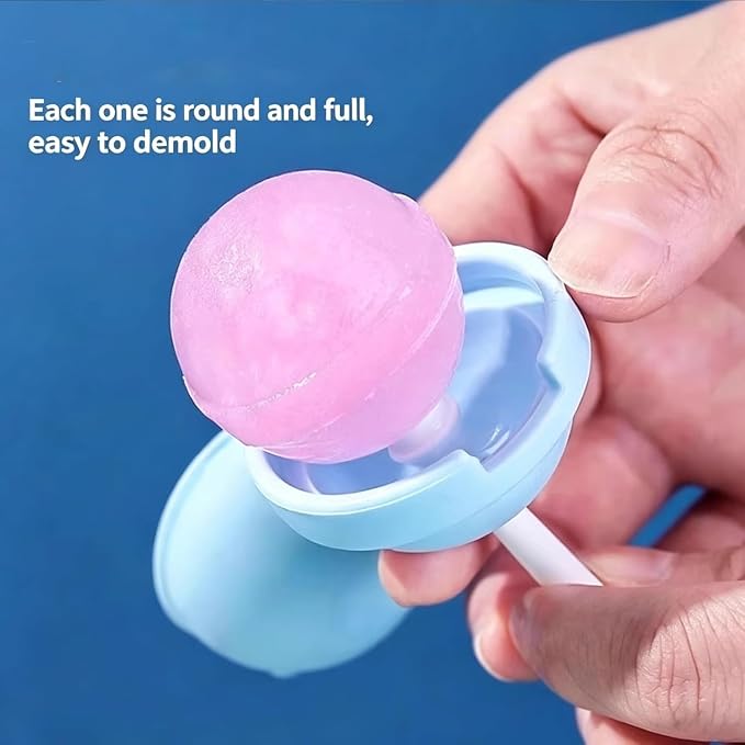 Reusable Large Lollipop-Shaped Ice Mold, DIY Creative Ice Pops for Summer, Mini Silicone Lollipop Hockey Mold, Silicone Popsicle Maker for Juice, Yogurt & Frozen Treats, Fun Dessert (4)