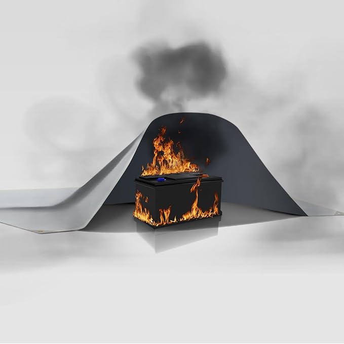 FLASLD Fireproof Lithium Battery Cover, Fastest & Simplest Way to Isolate and Extinguish Small Fires, Fire Blanket for E-Scooter and E-Bike (59×59 inch - Grey)