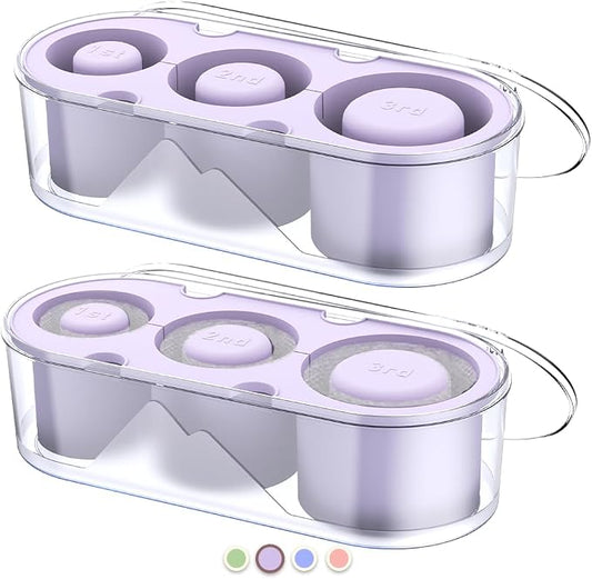 2PC Silicone Ice Mold for Stanley Cup 30 40oz, Tumbler Ice Maker | Easy Fill and Release Without Touching Ice, Ice Cube Tray with Clear Lid for Freezer, Whiskey, Cocktail (Purple+Purple)