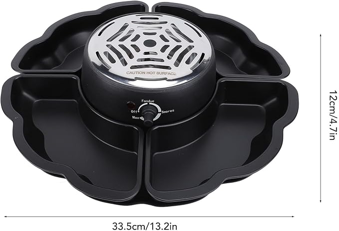 SIXRUN 2 in 1 Electric Smores Maker, Stainless Steel Chocolate Fondue Kit Roaster with Detachable Serving Trays, for Party Movie Game Night