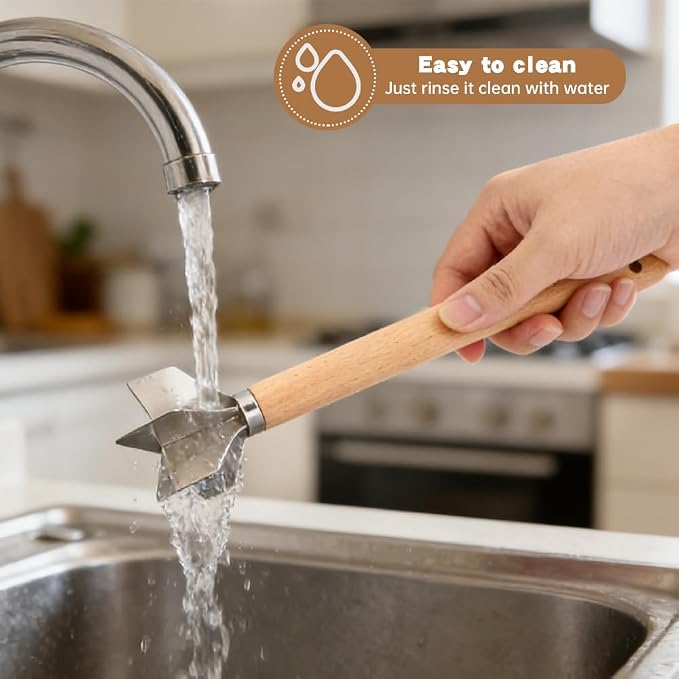 Stainless Steel Meat Chopper with Wooden Handle, 11inch Meat Masher and Tenderizer, Ground Beef Chopper Tool, Hamburger Smasher Tool
