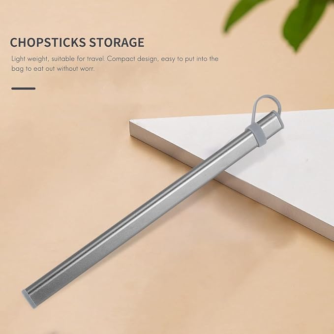 Silver Chopsticks Storage Tubes Aluminum Alloy Box Case for Titanium Chopstick Storage Box Without Gray Kitchen Utensils and Gadgets, Chopsticks