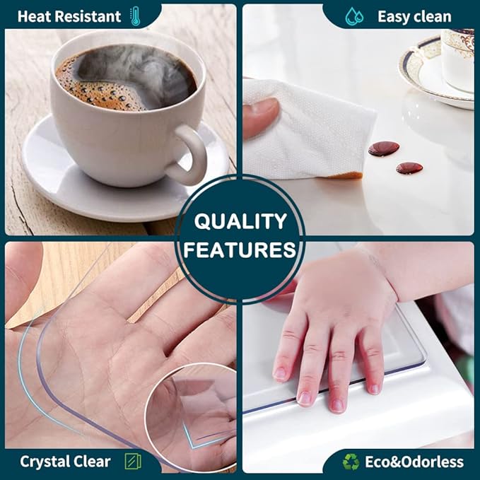 Square 28x28 inch 2 Sets Multisize 1.5mm Thick Clear PVC Table Cover Protector Customed Wooden Furniture Screen Protection Waterproof Crystal Plastic Square Tabletop Protective Pad for End Side Table