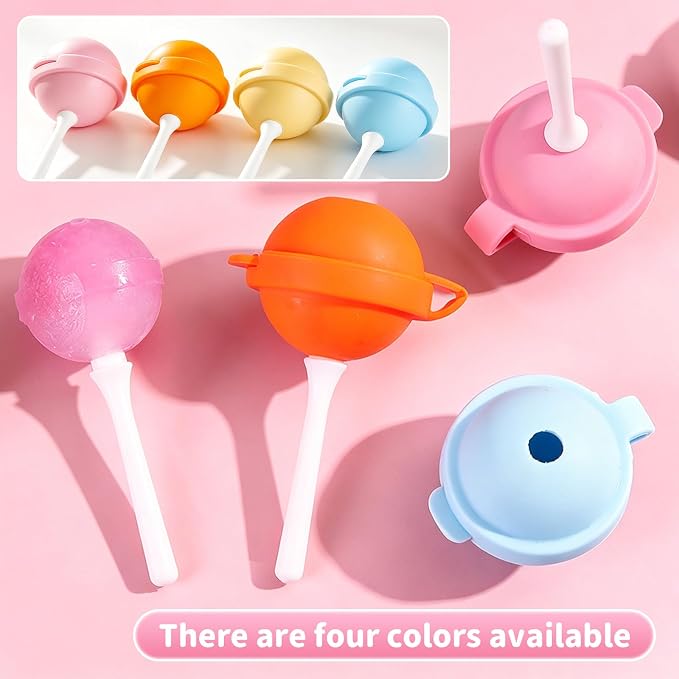 Silicone Lollipop Ice Cream Maker, 2026 New Homemade Popsicle Molds, DIY Popsicle Maker, Lollipop Ice Cream Mold, Reusable Popsicle Molds （4pcs）