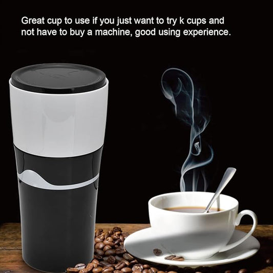 Zerodis Portable Drip Coffee Maker, 450ML Travelling Drip Coffee Machine Office Camping Hot and Cold Brew Coffee Makers for Capsules(Black and white)
