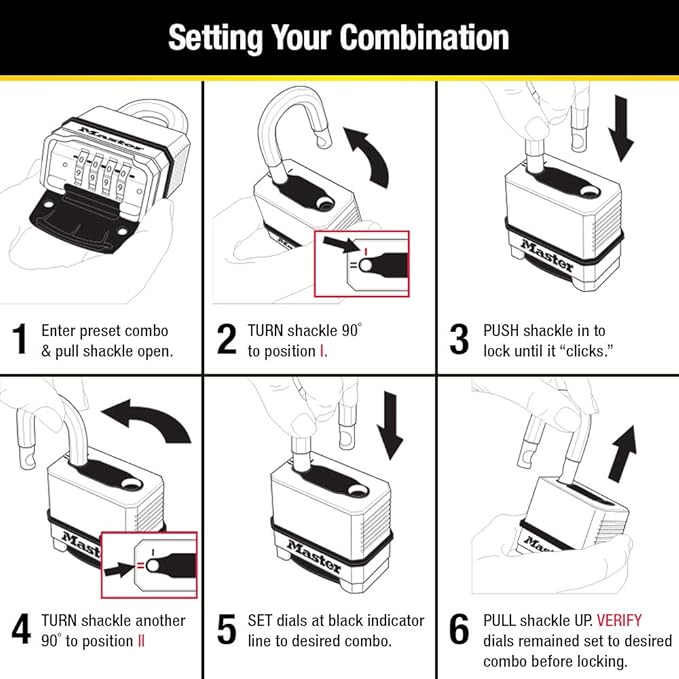 Master Lock Combination Padlock Gold | Heavy Duty | Weather Resistant | Resettable | For Outdoor Use | Pack of 20