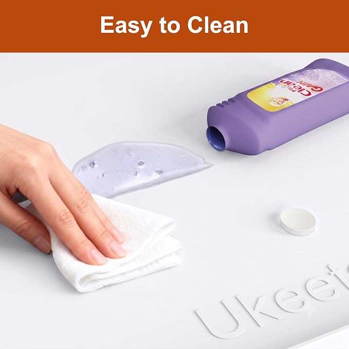 ukeetap 22" x 19" Extra Thick Silicone Mat Waterproof with Raised Edge, Under Sink Mat for Kitchen & Bathroom, Kitchen Cabinet Liner, Multi-Purpose for Storage & Protection, White