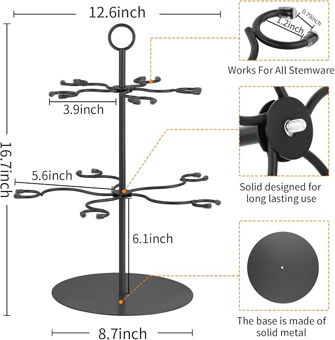 Cocktail Tree Stand for Parties Brunch,2 Tiers 10 Holders Drink tower Wine Glass Holder Stand,Champagne Tower Martinis Tree,Wine Glasses Display Margarita tower Drink stand for Mimosa Bar Party Bridal
