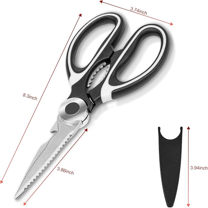 SZHLUX 2-Pack Kitchen Scissors Heavy Duty, Premium Sharp Kitchen Shears for Food, Fish, Meat, Bones, Poultry and Vegetables with Strong Stainless Steel Blades Multi Purpose Cooking Scissors