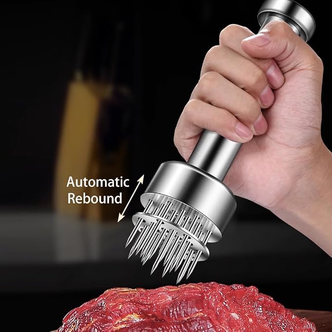 Stainless Steel Meat Tenderizer Tool, 21 Sharp Needles, Meat Piercing, Tenderizing Steak, Beef, Chicken, Pork, Barbecue, Marinating, Small Meat Grinder