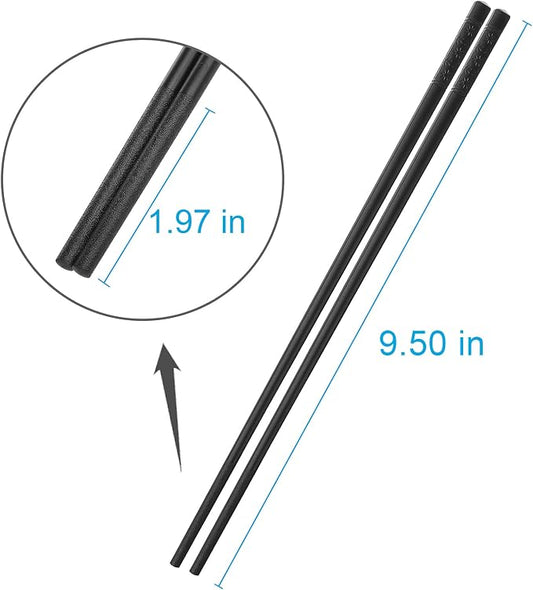 10 Pairs Fiberglass Chopsticks Family Set, ONEHERE Reusable Chinese, Japanese, Korean Chop sticks, Dishwasher Safe, Non-slip, for Sushi, Noodles, Food, Hotpot& Cooking, 9.5 inches, Classic Black