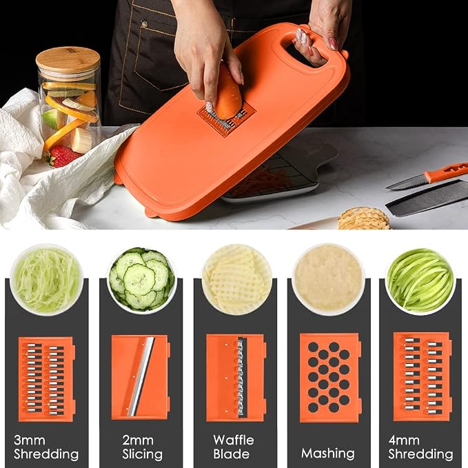 Camping Cutting Board, HI NINGER Collapsible Chopping Board with Colander, 9-In-1 Multi Kitchen Vegetable Washing Basket,Camping Gifts Accessories for RV Campers | Multi Camping Cutting Board Kitchen Vegetable Washing Basket for Camper ,bbq prep tub,Ca...