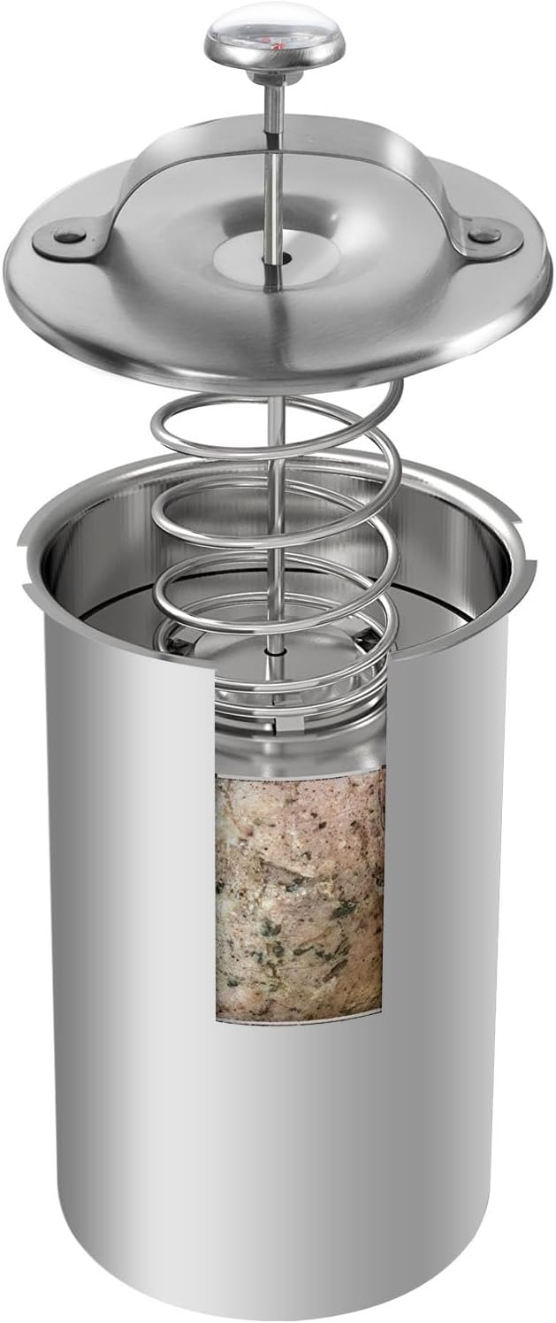 Stainless Steel Ham Maker Meat Press Cooker for Making Healthy Homemade Deli Meat with Thermometer - Kitchen Bacon Pressure Cookers Boiler Pot Pan Stove