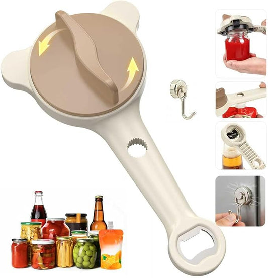4-In-1Jar Opener,Jar Openers For Seniors,Adjustable Jar Opener Fits 1-3.5 Inch Bottle Caps,Perfect or Arthritis and WeakHands,Works Beer,Sauces,Canned Goods(Included Magnetic Hook)