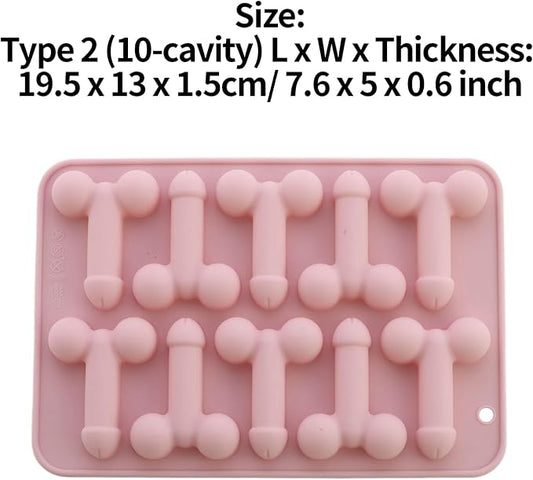 Prank Men Genital Ice Mold Trays Fun Shape Chocolate Baking Mold for Bachelor Bachelorette Party Pink A One Size