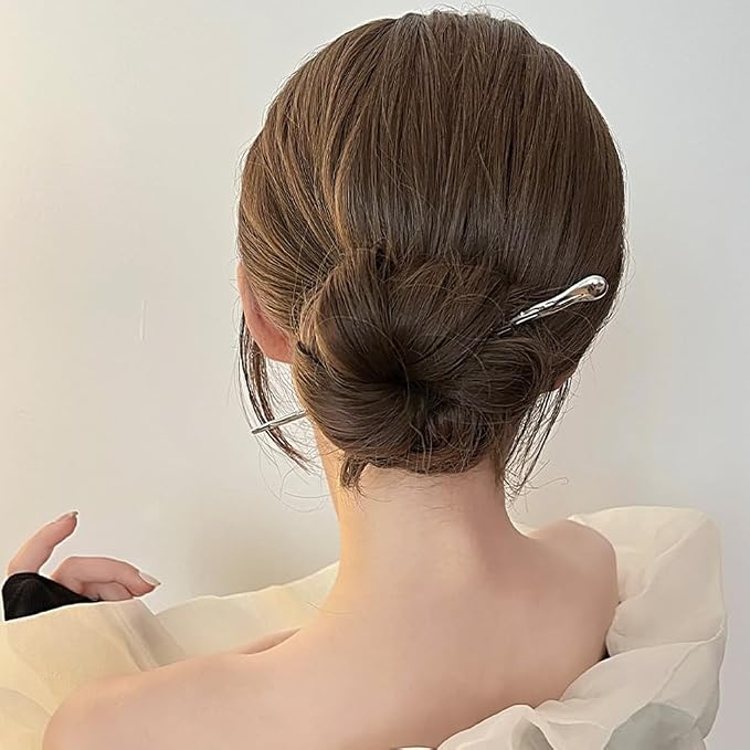 6 Pack Chinese Hair Stick for Women Metal Hair Bun Chopstick Long Hairstick Fashionable Styling Hair Pins Accessories for Women Girl (Gold and Silver)