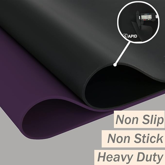 Extra Large Silicone Mat Kitchen Counter Heat Resistant Table Mat 36" x 24" | Place Mats, Countertop Protector, Thick Placemats Washable Silicone Mats for Kitchen Counter Dining Table Mat, Purple, Sapid
