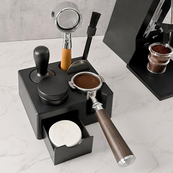 CAFEMASY Espresso Tamping Station Organizer - Espresso Machine Accessories Coffee Tamper Station Holder for 54mm 53mm 51mm Epsresso Portafilter Coffee Tools Organzier for Baristas
