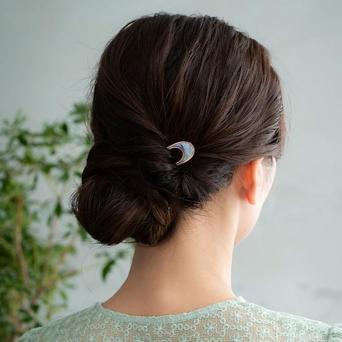 Lurrose 2pcs Hair Sticks Vintage Metal Hair Pins Moon Elegant Hair Chopsticks U Shaped Headdress Hair Styling Accessories for Woman Girls