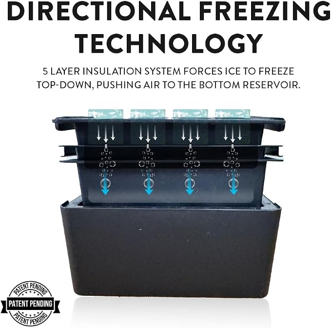 Clearcube Crystal Clear Ice Cube Maker - 6 Piece Directional Freezing System - Makes 8 Jumbo 2 Inch Crystal Clear Ice Cubes - No Odor Lid No Freezer Burn - Perfect for Whiskey Cocktails and More