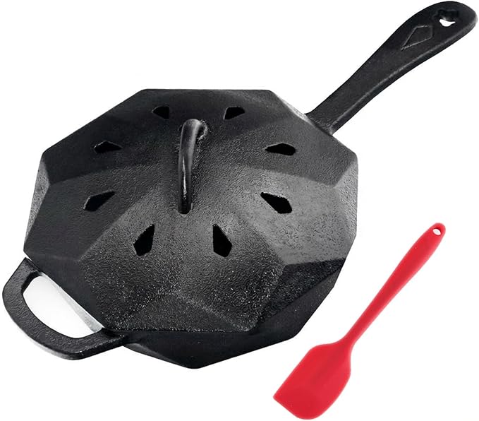 Cast Iron Skillet with Lid,Pre-seasone Mini Cast Iron Smoker Skillets & Egg Pan with Assist Handle, 6.5 Inch Octagonal Design Frying Pan for Searing, Baking, Grilling, Roasting (Skillet-1)
