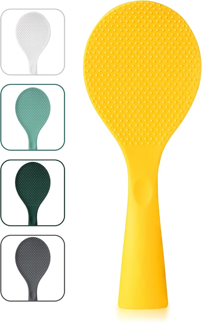 Silicone Standing Rice Spatula with Non-Stick Paddle, Heat Resistant Rice Cooker Spoon, Serving Spoon - Orange