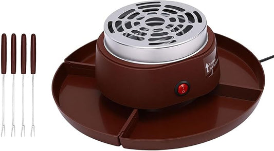 Zerodis 2 in 1 Electric Smores Maker, Tabletop Marshmallow Roaster and Chocolate Melter with 4 Detachable Forks, for Family Gatherings and Dessert Parties (US Plug 110V)