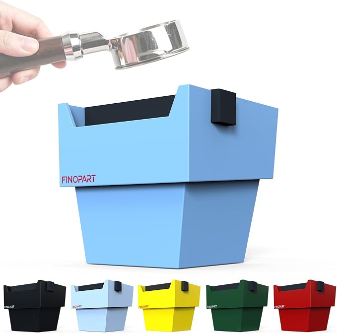Espresso Knock Box, 5.4 in, Barista Style Espresso Grounds Knock Box, Removable Silicone Knock Rod, Silicone Non-Slip Base, Espresso Maker Accessory (Blue)