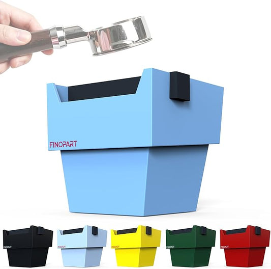 Espresso Knock Box, 5.4 in, Barista Style Espresso Grounds Knock Box, Removable Silicone Knock Rod, Silicone Non-Slip Base, Espresso Maker Accessory (Blue)