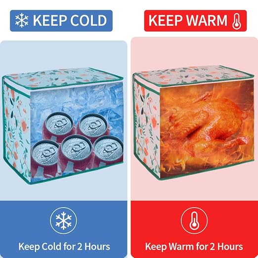 2-Pack Insulated Reusable Grocery Shopping Bags, X-Large Insulated Food/Pizza Delivery Bag for Delivery Drivers, Commercial Food Warmers, Tote Cooler/Thermal Bags for Travel, Picnic