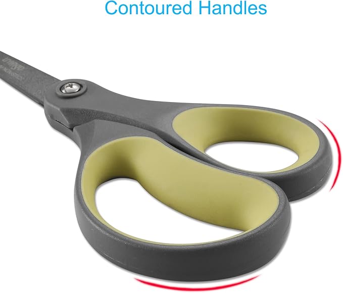 LIVINGO 8" Titanium Non Stick Scissors 2 Pack Paper Cutting Shears | Sharp Stainless Steel Blade, Smooth Comfort Grip, Tape Paper Cardboard Cutting, Office School Supplies, Green Yellow