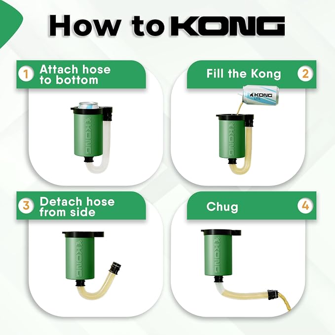 The Kong 2.0 - A Portable Can or Bottle Cooler/Cup With A Detachable, Expandable, Hose To Funnel Your Drink (Green)