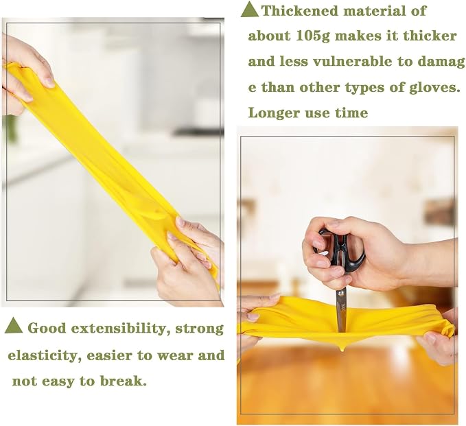 8 Pairs Reusable Household Cleaning Gloves, Rubber Kitchen Dishwashing Gloves, Extra Thickness, Long Sleeves, for Washing Dishes, Pet Care, Small, Yellow