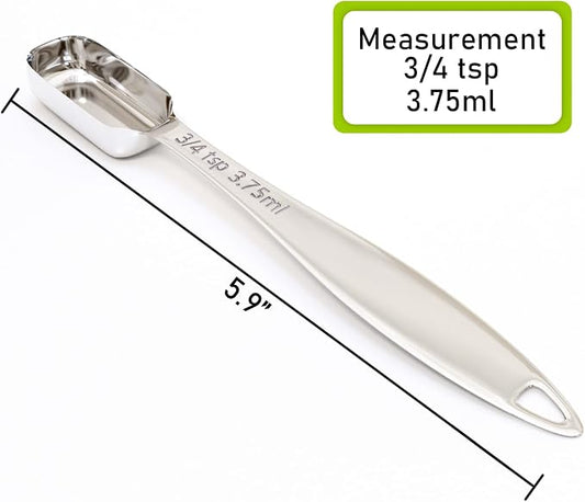 2PCS 3/4Teaspoon (3.75ml) Single Measuring Spoon, Individual Stainless Steel Long Handle Measure Tablespoon Only
