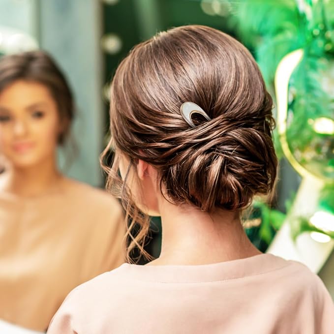 Lurrose 2pcs Hair Sticks Vintage Metal Hair Pins Moon Elegant Hair Chopsticks U Shaped Headdress Hair Styling Accessories for Woman Girls