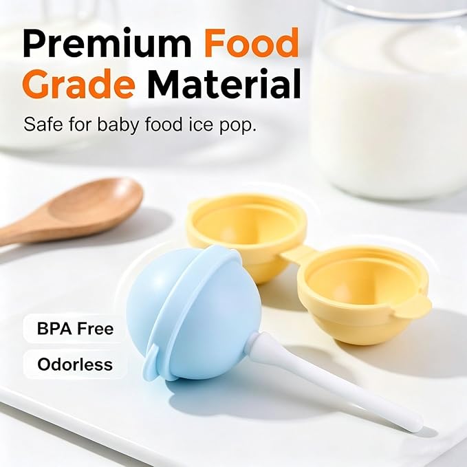 8PCS Silicone Lollipop Popsicle Molds,Reusable Homemade Popsicle Molds, DIY Ice Pop Maker for Kids, BPA Free Reusable Ice Cream Molds with Sticks(radom,with funnel)
