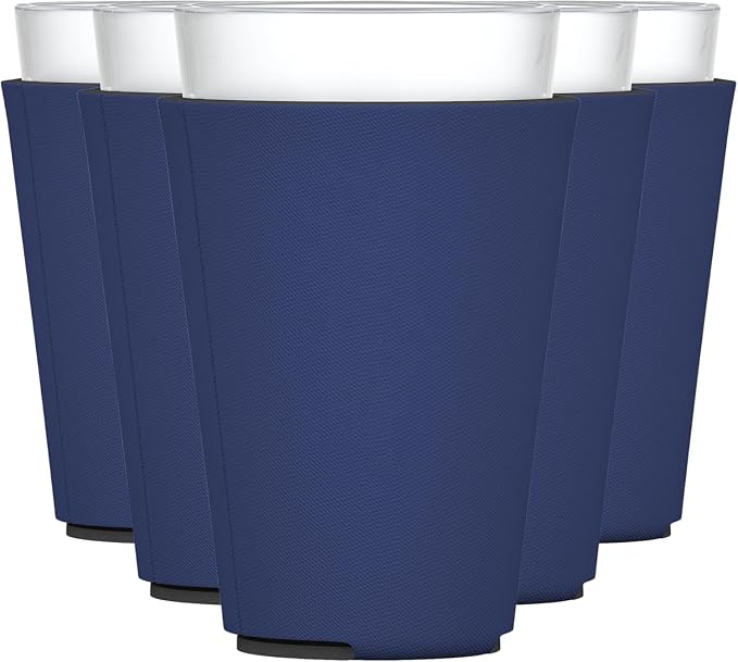 TahoeBay Blank Pint Glass Sleeves, Beer Coolers, 6-Pack, Navy | Insulating Foam Cooler, 16oz Collapsible Tapered Beverage Holder, Bar Cup Insulator for Transfer Vinyl, HTV, Sublimation, DTF
