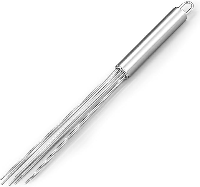 Baderke 1 Pcs Espresso Whisk 11.5 Inch Long Handle Barista Whisk 10 Needles 2 mm Stainless Steel Coffee Stirrer Tool Efficient Mixing Time Saving Reduction Clumping Ideal for Commercial Home