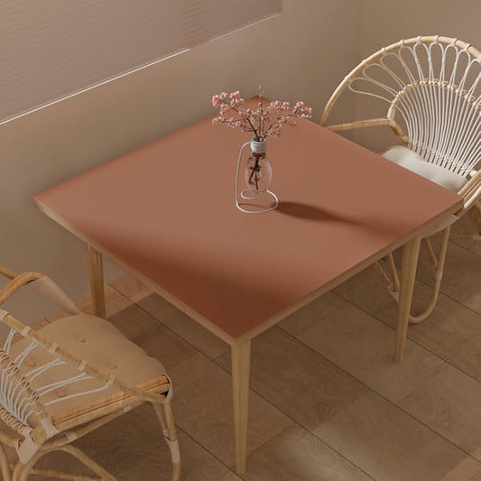 Leather Table Cover,1.8mm Thick,54x54 Inch Table Protector,Table Protector for Dining Room Table,Dining Table Cover,Table Cover Protector,Protector para Mesa De Comedor(Brown+Gray,54x54)