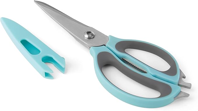 Farberware 4-in-1 Kitchen Shears, 2-Piece, Aqua and Gray