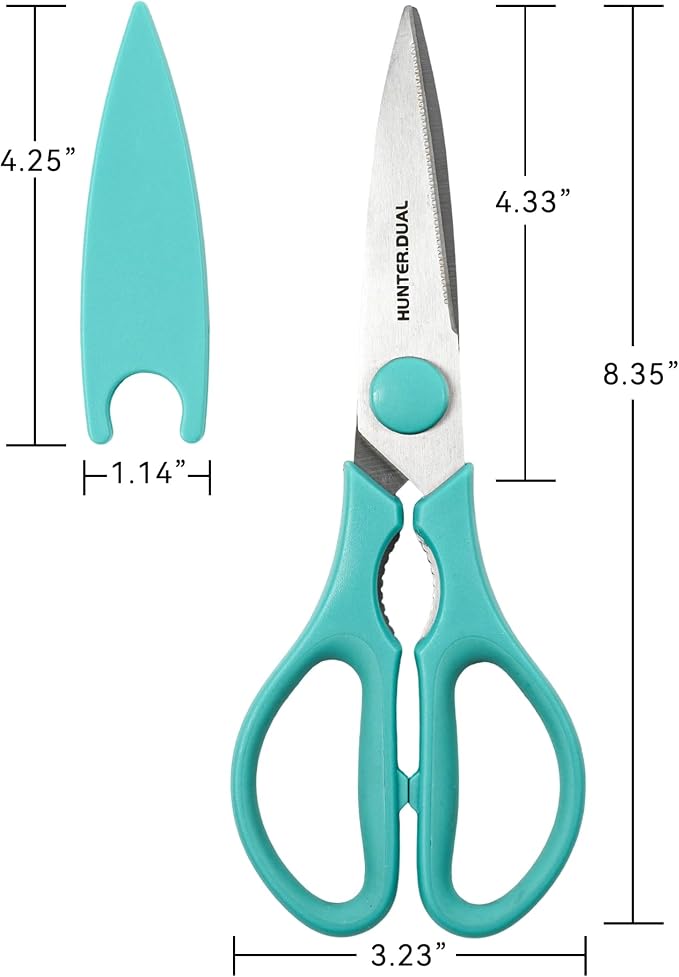 Kitchen Scissors for Food, HUNTER.DUAL Heavy Duty Come Apart Poultry Shears for Cooking, All Purpose for Cutting Chicken, Meat, Fish & Vegetables (Auqa, 8.35 Inch)