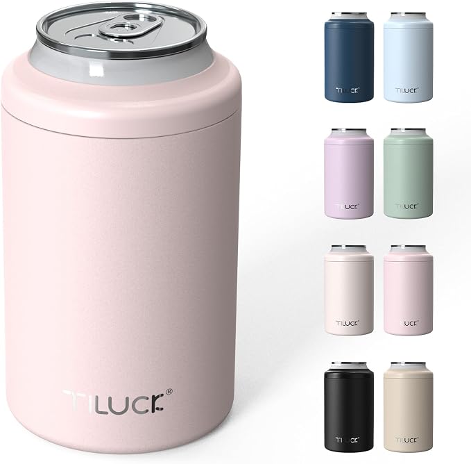 TILUCK Standard Can Cooler, Stainless Steel Insulated Cans, 12 oz | Beer & Hard Seltzer, Doucle-Walled Stainless Steel Insulated Slim Cans, Slim 12 oz