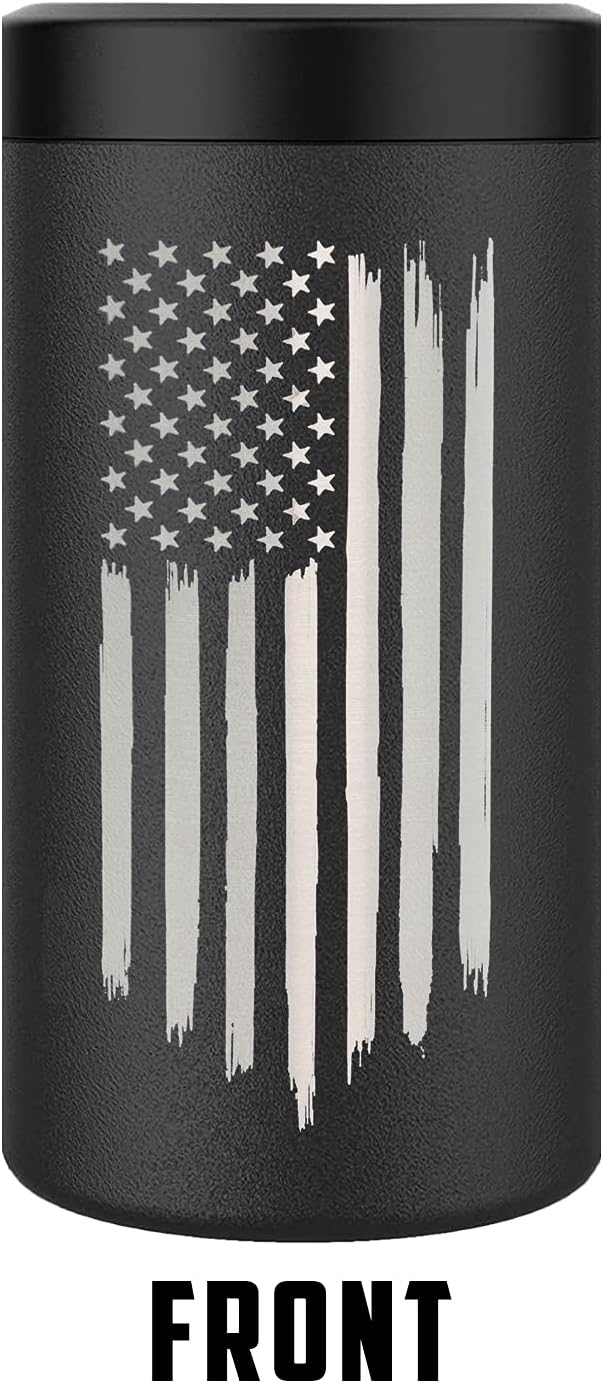 American Flag 4 in 1 Insulated Can Cooler, Fits Most Bottles & Cans Universal Can Cooler - American Flag Gift | Flag 4 in 1 Can Cooler