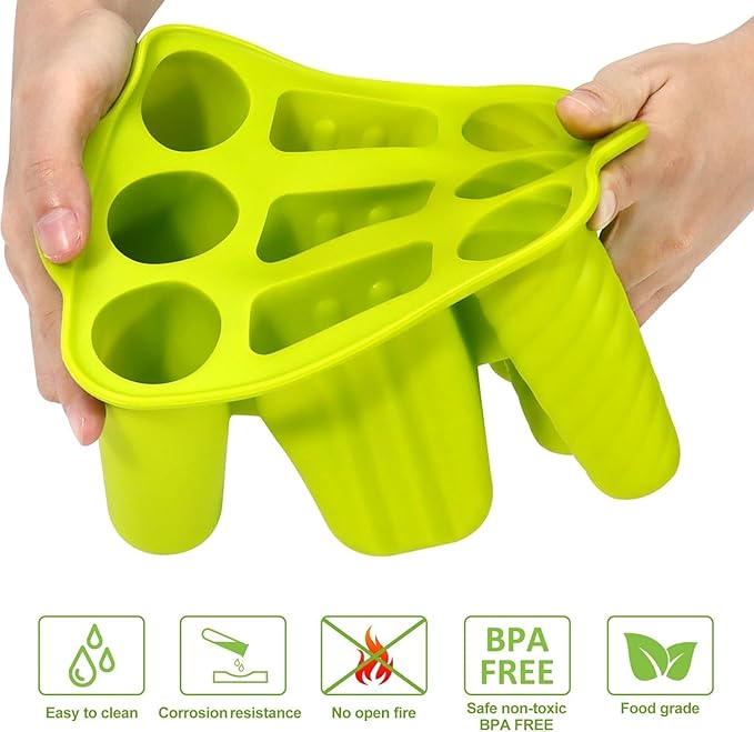 9 Cavity Popsicles Molds with 50pcs Wooden Sticks, Silicone Popsicle Molds, BPA Free Popsicle Maker Mold, Reusable Homemade Ice Pop Mold, Easy-Release Ice Cream Mold for Kids Adult