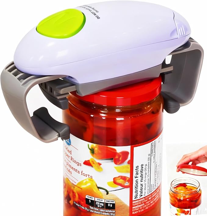 Electric Jar Opener for Arthritis Hands, Automatic Glass Jar Opener for Seniors, Bottle Opener for Weak Hands RA Suffers, Powerful Kitchen Gaget Suitable for Different Sizes of Jars