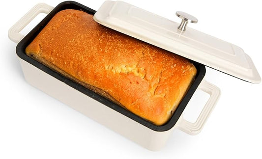 TOMO Cast Iron Bread Oven, 10" x 5" Full Size Loaf - Dutch Oven Bread Cloche with Steam Circulating Lid for Perfect Sourdough