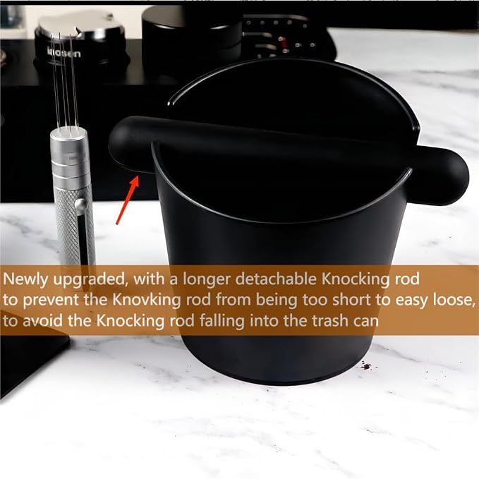 IAOSEN 5inch Knock Box Espresso Knock Box Silicone coffee Tamper Mat Espresso Machine Accessories Set of 2 with Removable Knock Bar and Anti-Slip Base for Home Office Barista Tools for Bar Shop