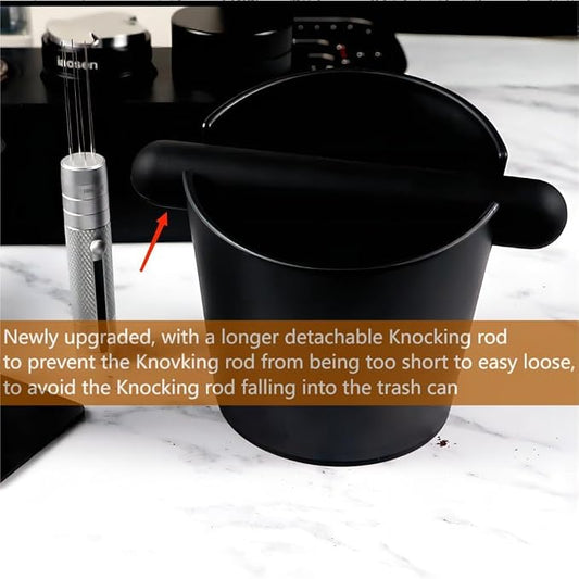 IAOSEN 5inch Knock Box Espresso Knock Box Silicone coffee Tamper Mat Espresso Machine Accessories Set of 2 with Removable Knock Bar and Anti-Slip Base for Home Office Barista Tools for Bar Shop