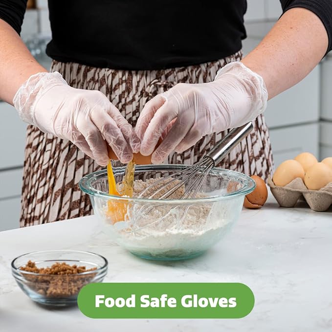 GUSTO Disposable Plastic Vinyl Gloves | Bulk Case, Latex-Free, Powder-Free, Food Safe, Comfortable Flexible Fit, Durable, Clear, Cooking, Meal Prep & Cleaning