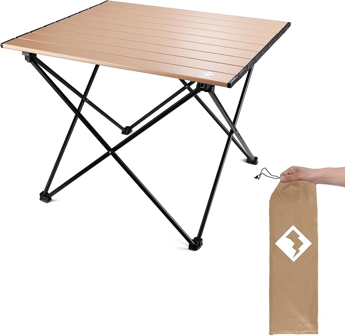 VILLEY Portable Camping Side Table, Ultralight Aluminum Folding Beach Table | Lightweight & Portable, Aluminum Folding Table with Carry Bag for Camping, Outdoor Cooking, Beach, Picnic, Boat & Travel